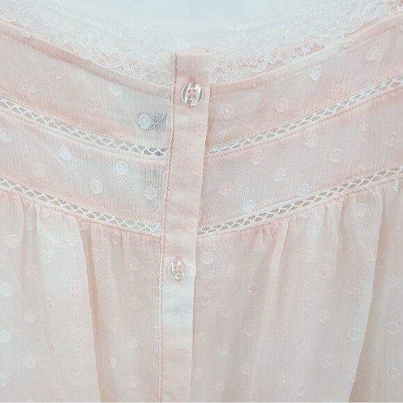 Torrid Coquette Chiffon Clip-Dot Lace Blouse Top Blush Pink Girly Romantic 4X - Picture 9 of 14